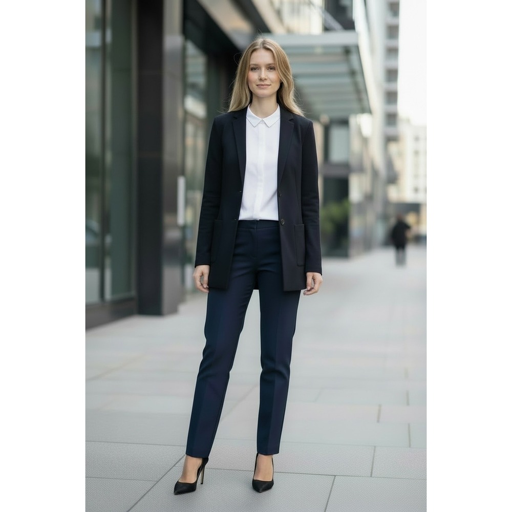 J Crew Navy Blue Knit Blazer Merino Wool Cardigan Jacket XS Open Front Pockets